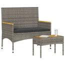 vidaXL 2 személyes szürke polyrattan kerti pad párnákkal és asztallal