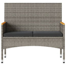 vidaXL 2 személyes szürke polyrattan kerti pad párnákkal és asztallal