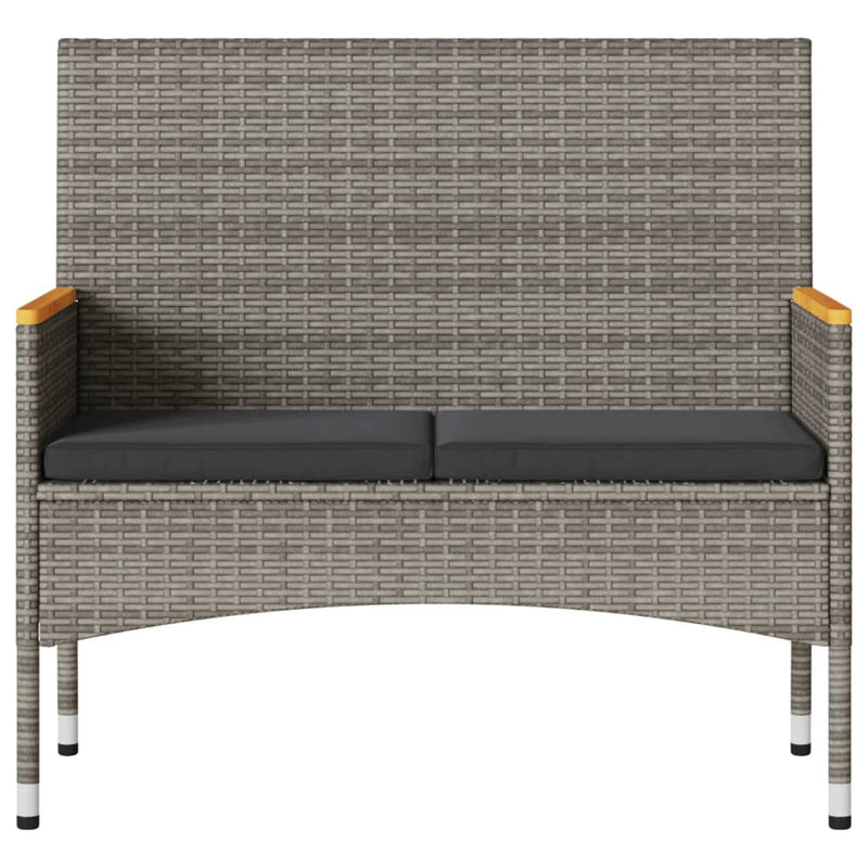 vidaXL 2 személyes szürke polyrattan kerti pad párnákkal és asztallal