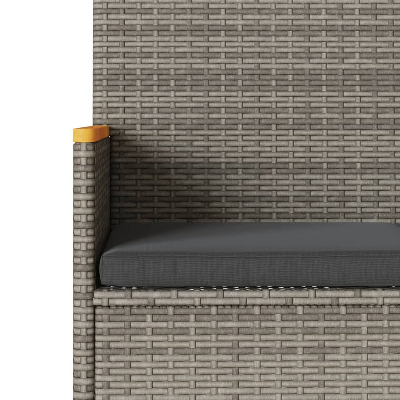 vidaXL 2 személyes szürke polyrattan kerti pad párnákkal és asztallal