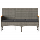 vidaXL 3 személyes szürke polirattan kerti pad párnákkal