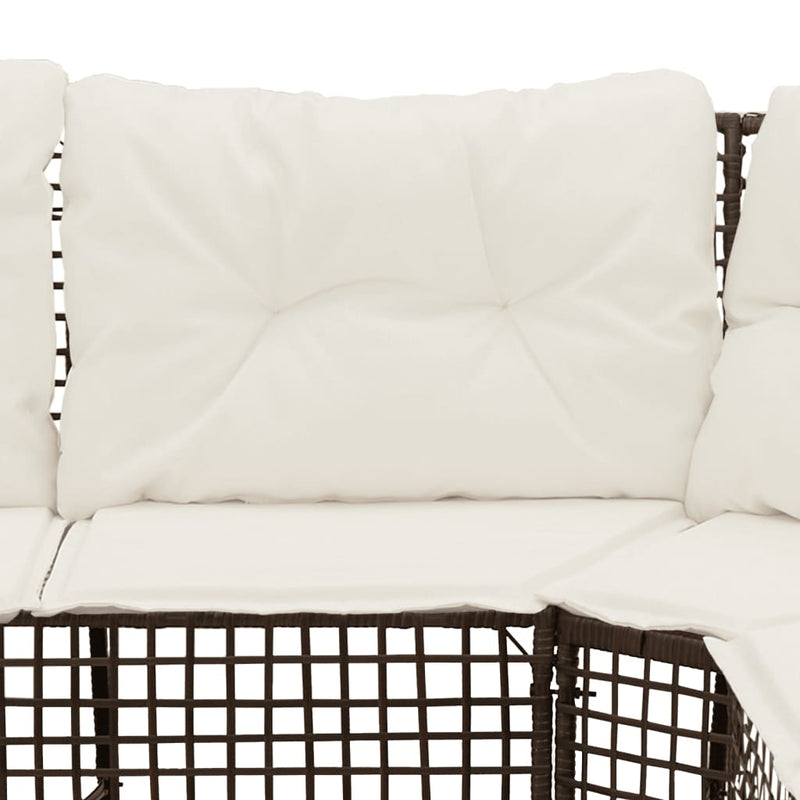 vidaXL L-alakú barna polyrattan kerti kanapé párnákkal és lábtartóval