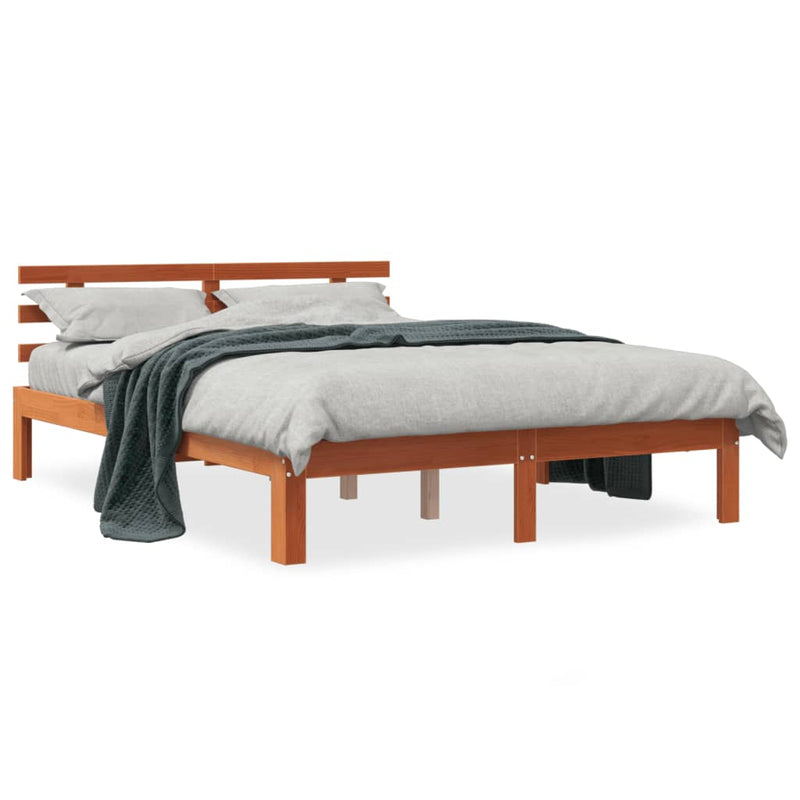 vidaXL viaszbarna tömör fenyőfa ágy matrac nélkül 120 x 190 cm