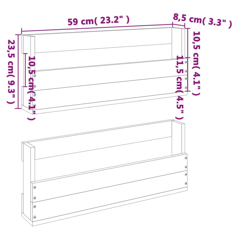 vidaXL 2 db viaszbarna tömör fenyőfa fali cipőtartó 59x8,5x23,5 cm