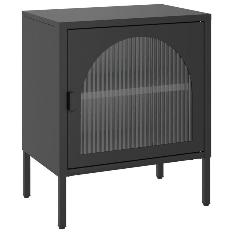 vidaXL 2 db fekete üveg és acél éjjeliszekrény 50 x 35 x 60 cm