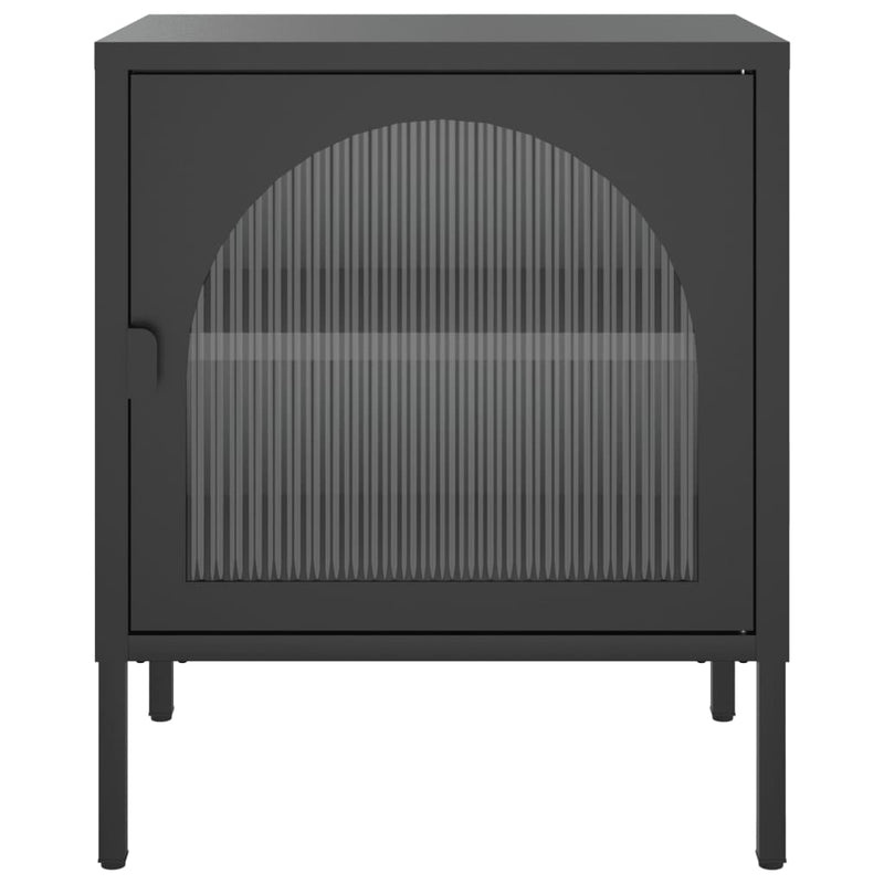 vidaXL 2 db fekete üveg és acél éjjeliszekrény 50 x 35 x 60 cm