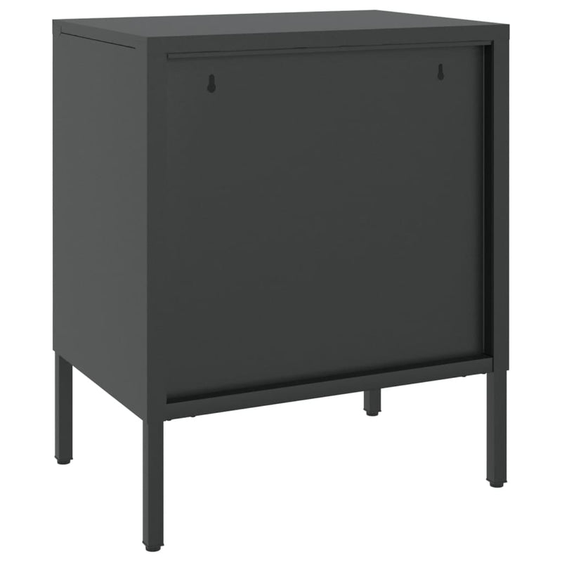 vidaXL 2 db fekete üveg és acél éjjeliszekrény 50 x 35 x 60 cm