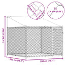 vidaXL szürke horganyzott acél kutyaketrec tetővel és ajtóval 2x2x2 m