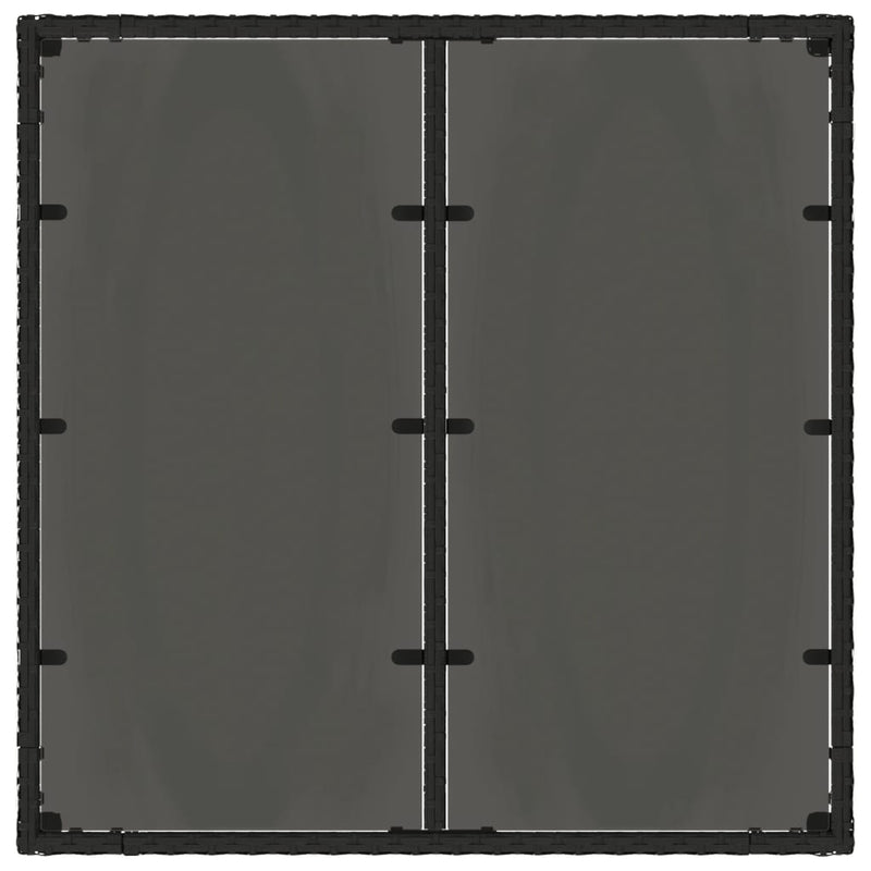 vidaXL fekete polyrattan üveglapos kerti asztal 90 x 90 x 75 cm