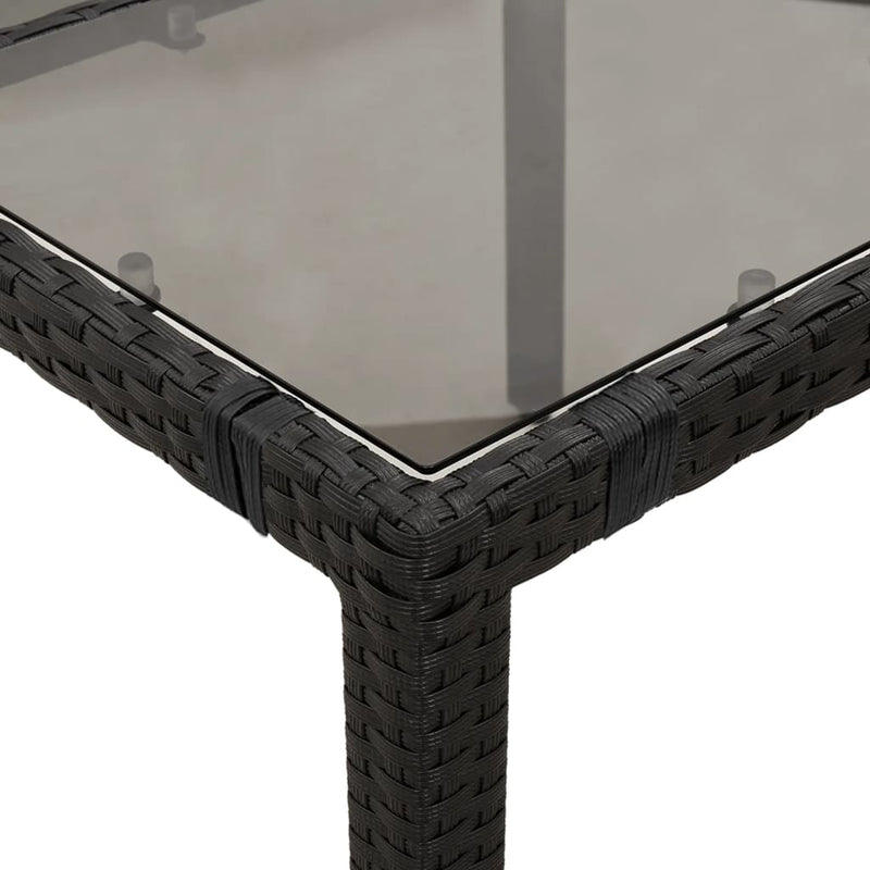 vidaXL fekete polyrattan üveglapos kerti asztal 90 x 90 x 75 cm