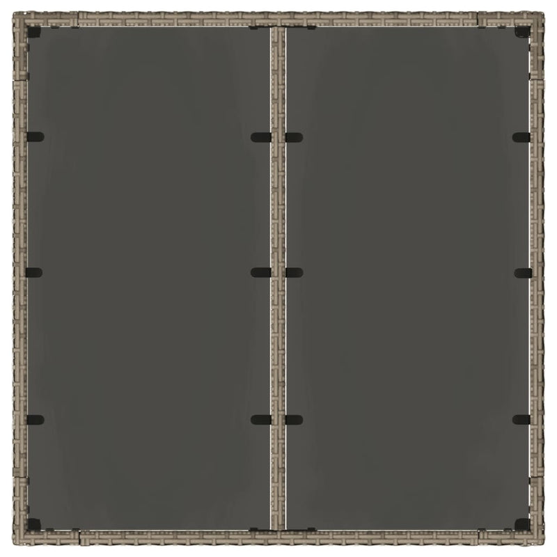 vidaXL szürke polyrattan üveglapos kerti asztal 90 x 90 x 75 cm