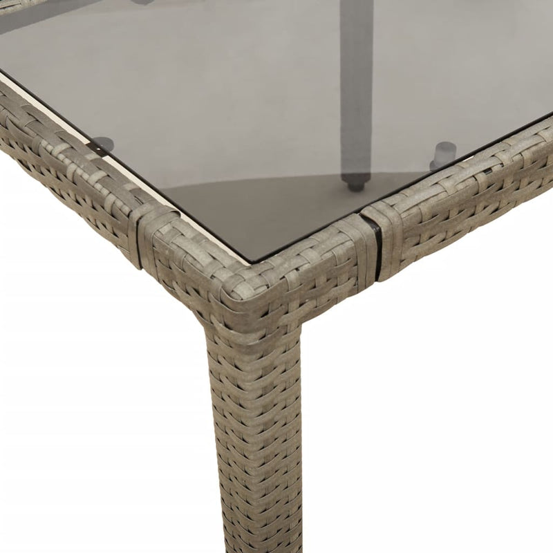 vidaXL szürke polyrattan üveglapos kerti asztal 90 x 90 x 75 cm