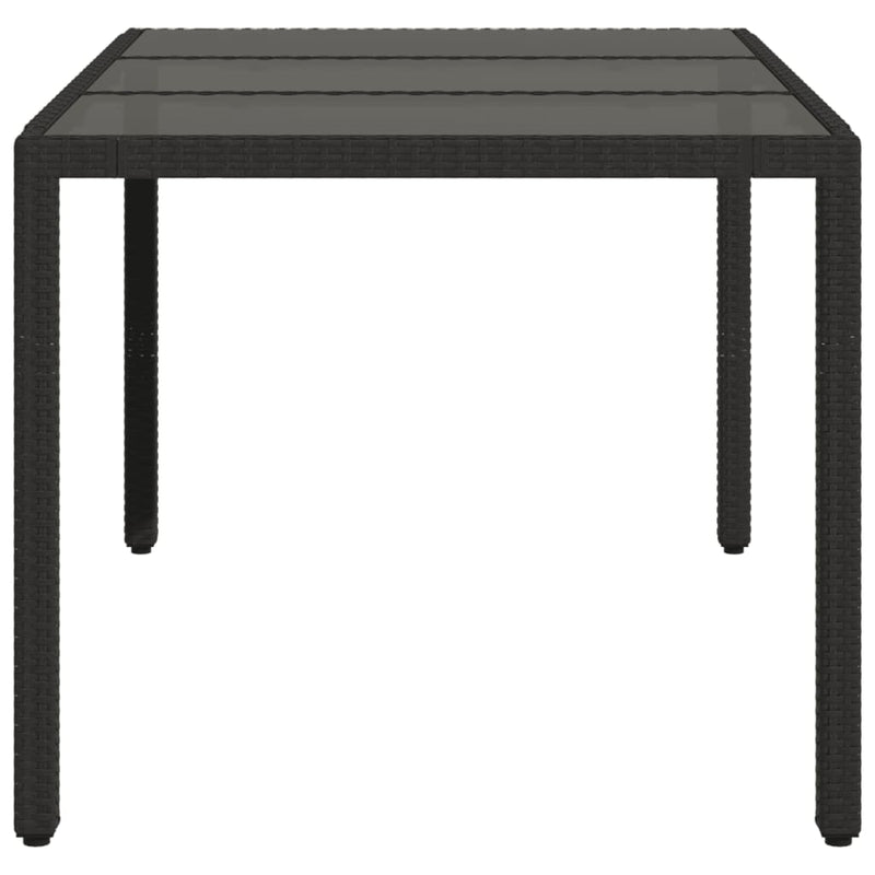 vidaXL fekete polyrattan üveglapos kerti asztal 150 x 90 x 75 cm