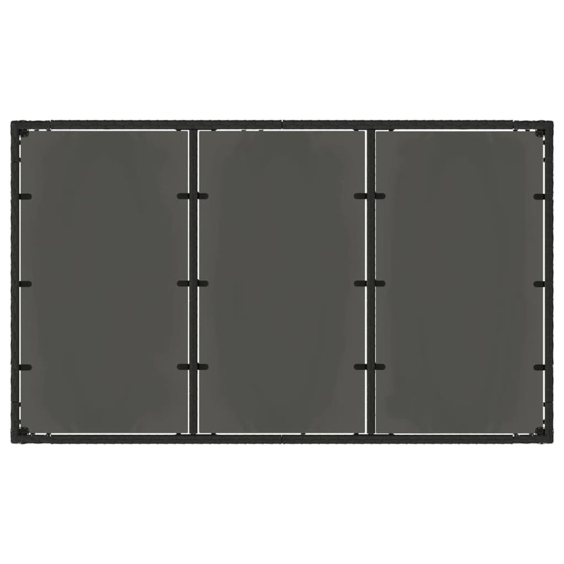 vidaXL fekete polyrattan üveglapos kerti asztal 150 x 90 x 75 cm