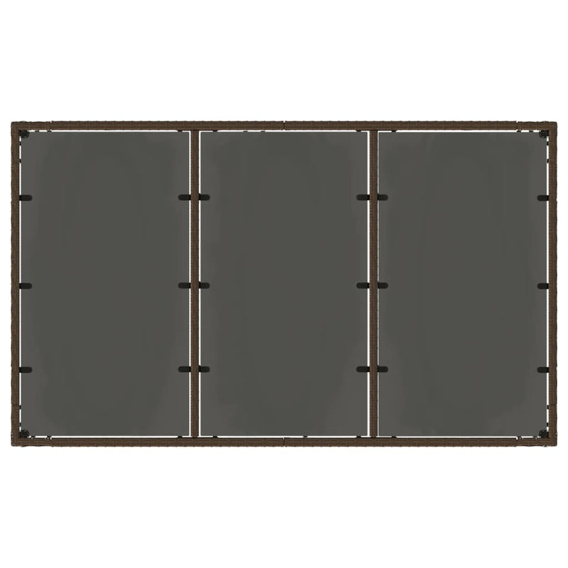 vidaXL barna polyrattan üveglapos kerti asztal 150 x 90 x 75 cm