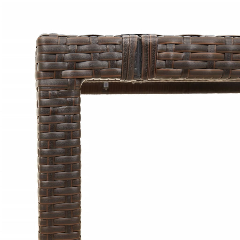 vidaXL barna polyrattan üveglapos kerti asztal 150 x 90 x 75 cm
