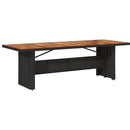 vidaXL fekete polyrattan kerti asztal akácfa lappal 240 x 90 x 75 cm
