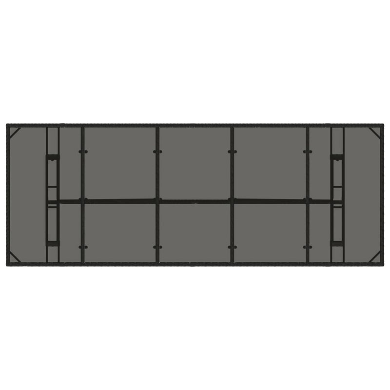 vidaXL fekete polyrattan üveglapos kerti asztal 240 x 90 x 75 cm