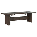 vidaXL barna polyrattan üveglapos kerti asztal 240 x 90 x 75 cm