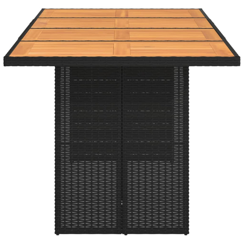 vidaXL fekete polyrattan kerti asztal akácfa lappal 190 x 80 x 75 cm