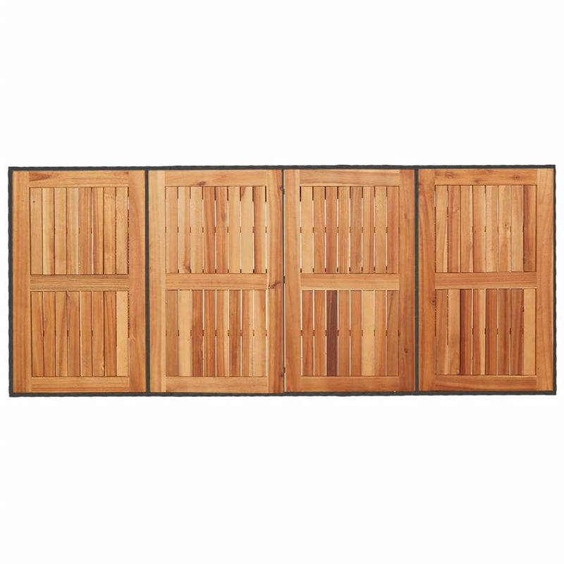 vidaXL fekete polyrattan kerti asztal akácfa lappal 190 x 80 x 75 cm