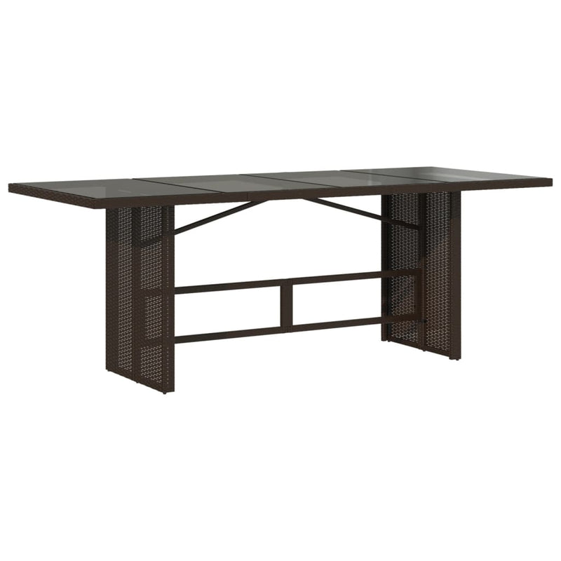 vidaXL barna polyrattan üveglapos kerti asztal 190x80x75 cm