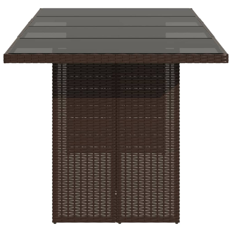 vidaXL barna polyrattan üveglapos kerti asztal 190x80x75 cm