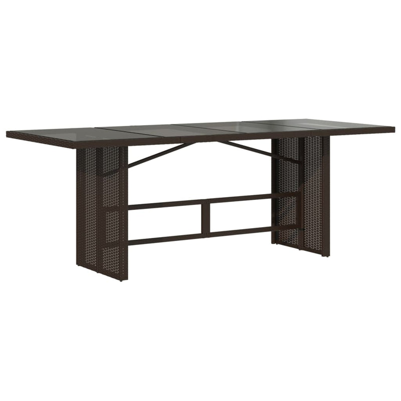 vidaXL barna polyrattan üveglapos kerti asztal 190x80x75 cm