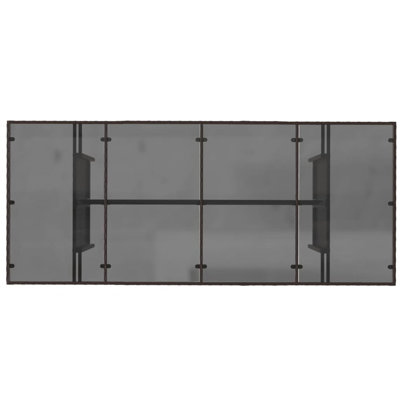 vidaXL barna polyrattan üveglapos kerti asztal 190x80x75 cm