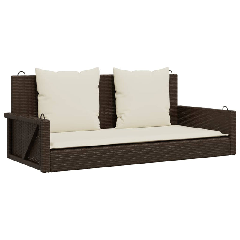 vidaXL barna polyrattan hintapad párnával 119 x 56 x 48 cm