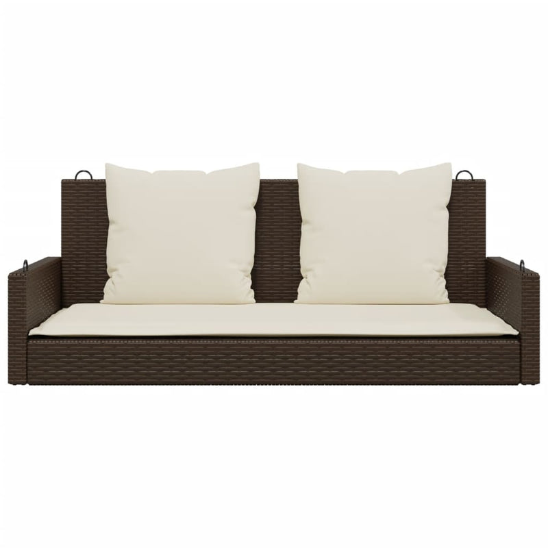 vidaXL barna polyrattan hintapad párnával 119 x 56 x 48 cm