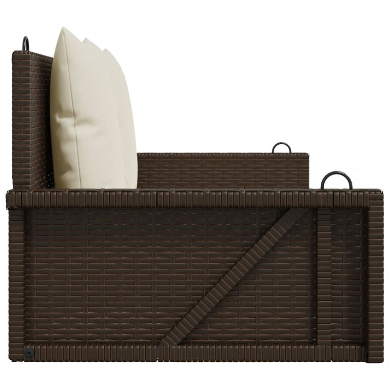 vidaXL barna polyrattan hintapad párnával 119 x 56 x 48 cm