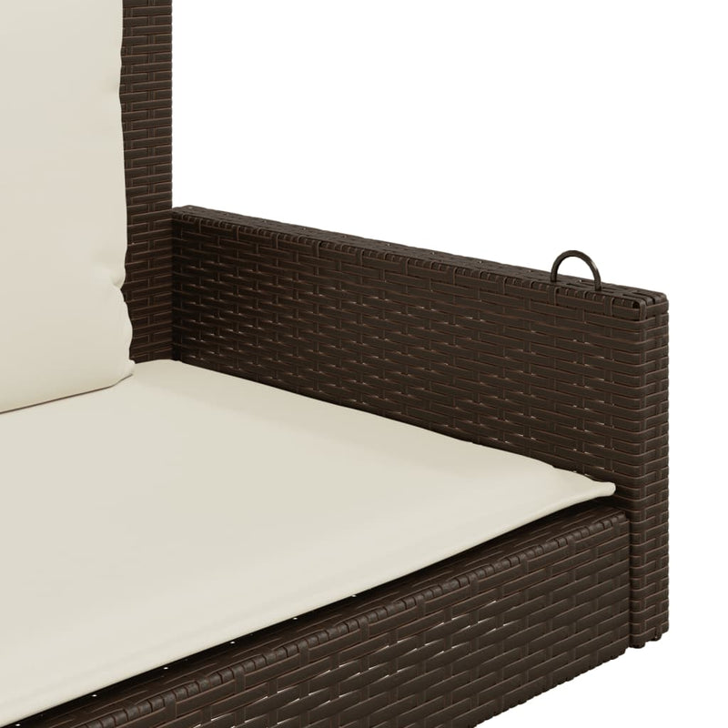 vidaXL barna polyrattan hintapad párnával 119 x 56 x 48 cm