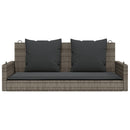 vidaXL szürke polyrattan hintapad párnákkal 119x56x48 cm