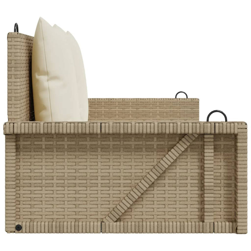 vidaXL bézs polyrattan hintapad párnával 119 x 56 x 48 cm