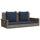 vidaXL szürke polyrattan hintapad párnákkal 119 x 56 x 48 cm