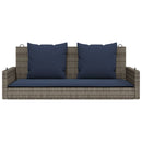 vidaXL szürke polyrattan hintapad párnákkal 119 x 56 x 48 cm