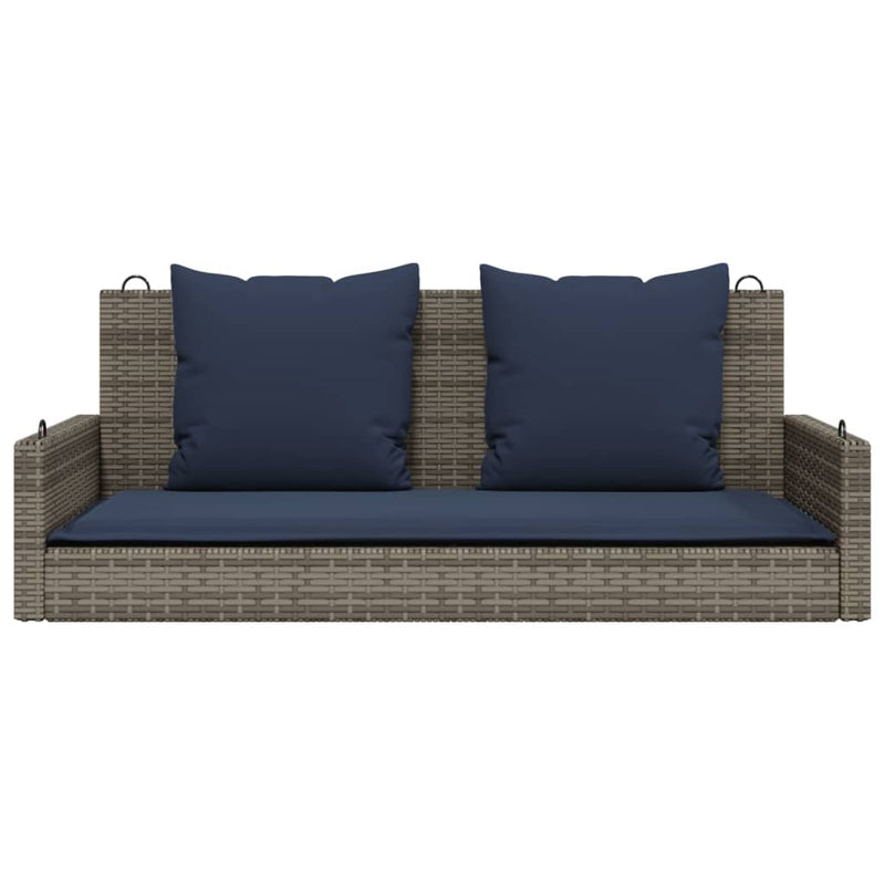 vidaXL szürke polyrattan hintapad párnákkal 119 x 56 x 48 cm