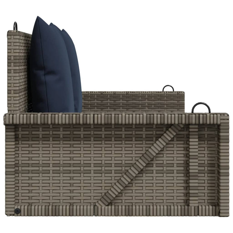 vidaXL szürke polyrattan hintapad párnákkal 119 x 56 x 48 cm
