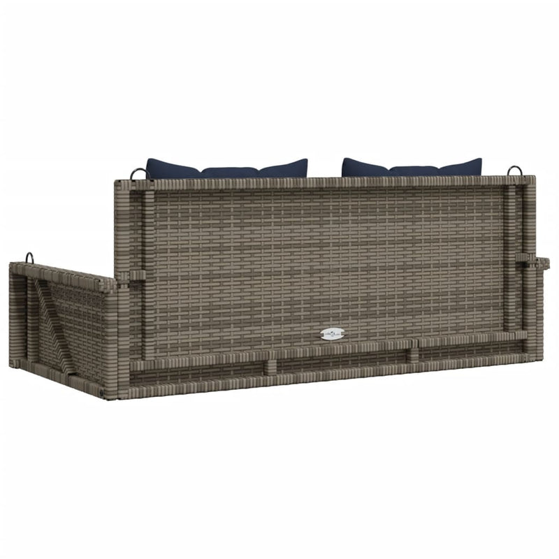 vidaXL szürke polyrattan hintapad párnákkal 119 x 56 x 48 cm