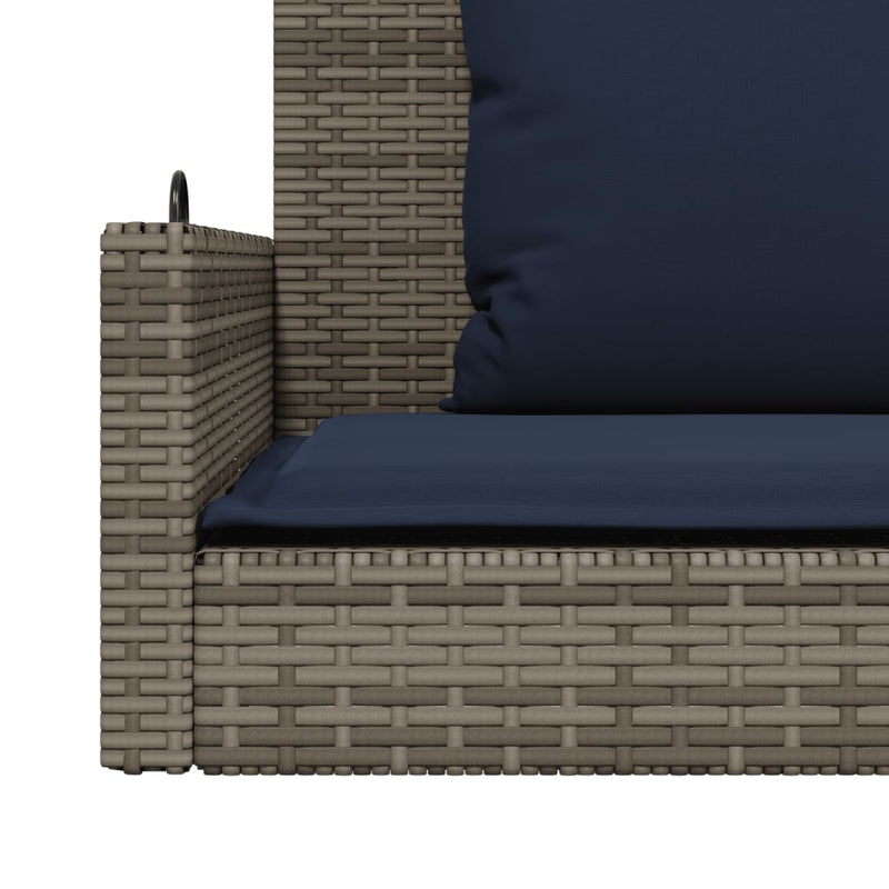 vidaXL szürke polyrattan hintapad párnákkal 119 x 56 x 48 cm