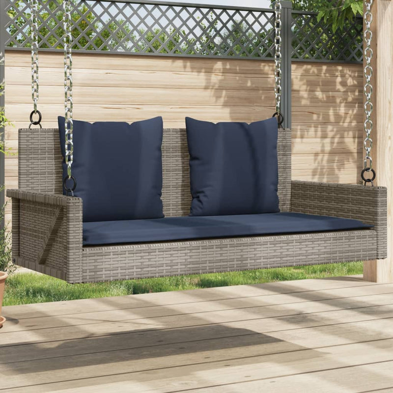 vidaXL szürke polyrattan hintapad párnákkal 119 x 56 x 48 cm