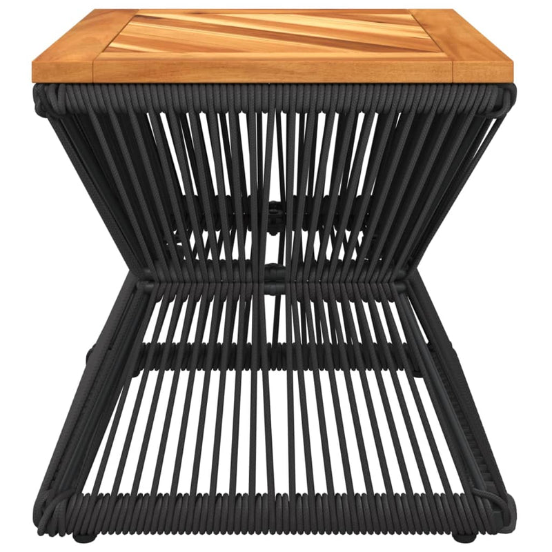 vidaXL fekete tömör akácfa dohányzóasztal drót aljjal 38 x 38 x 38 cm