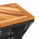 vidaXL fekete tömör akácfa dohányzóasztal drót aljjal 38 x 38 x 38 cm