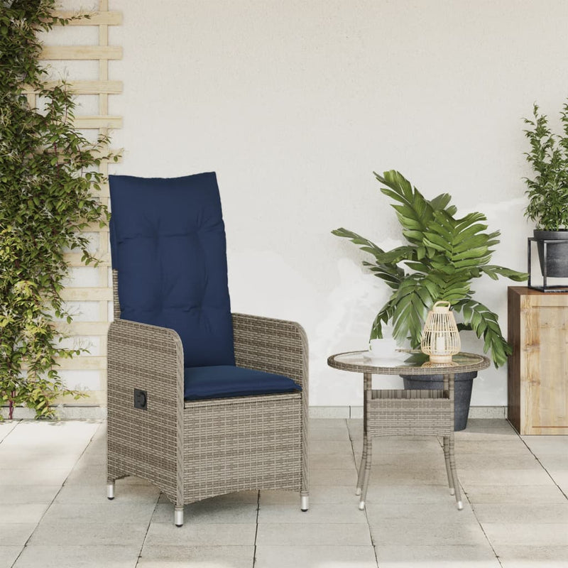 vidaXL szürke polyrattan dönthető kerti szék párnákkal