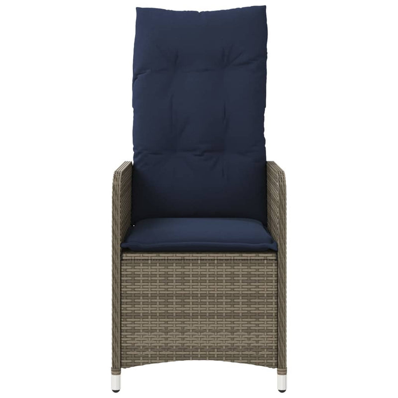 vidaXL szürke polyrattan dönthető kerti szék párnákkal
