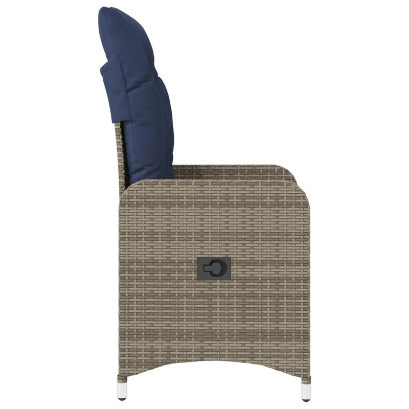 vidaXL szürke polyrattan dönthető kerti szék párnákkal