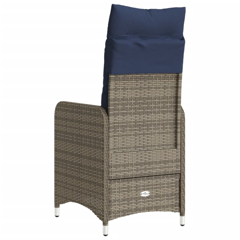 vidaXL szürke polyrattan dönthető kerti szék párnákkal