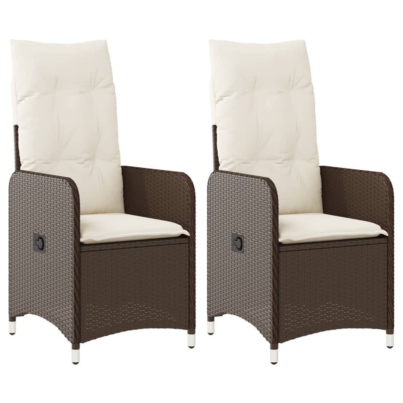 vidaXL 2 db barna polyrattan dönthető kerti szék párnákkal