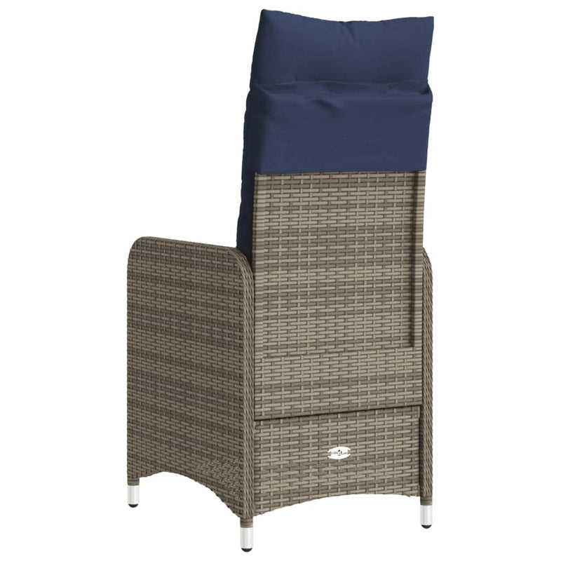 vidaXL 2 db szürke polyrattan dönthető kerti szék párnákkal